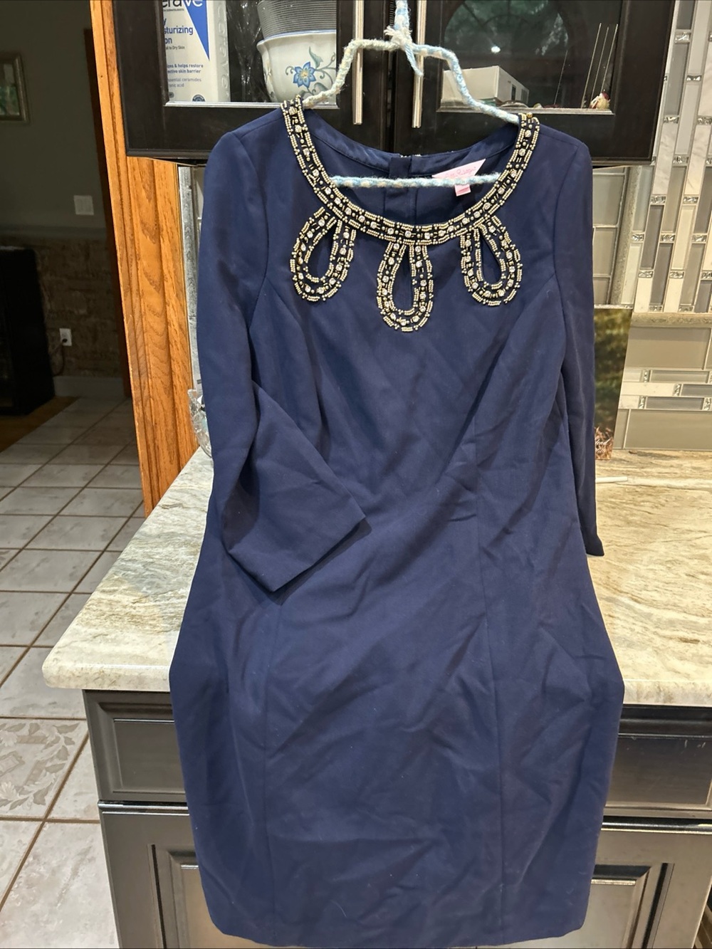 LILLY PULITZER 3/4 Sleeve Bronte Shift Dress in True Navy Sz 6 Cocktail